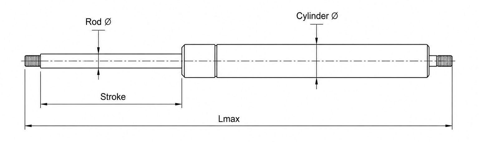 Lockable Gas Spring Drawing